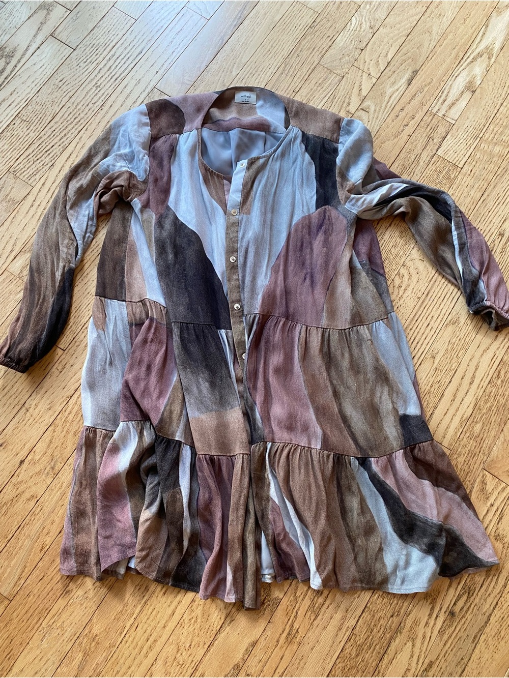 RARE Aritzia Wilfred Boho Tiered Patchwork Jacket duster earthy tones